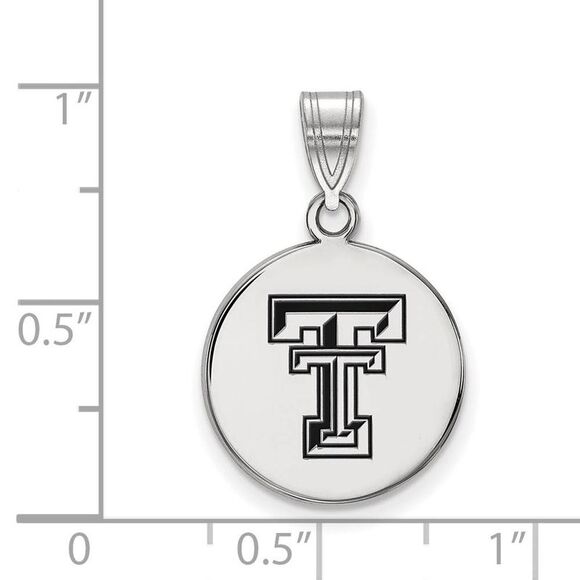 Sterling Silver Texas Tech U. Medium Enamel Disc Pendant - Picture 2 of 3